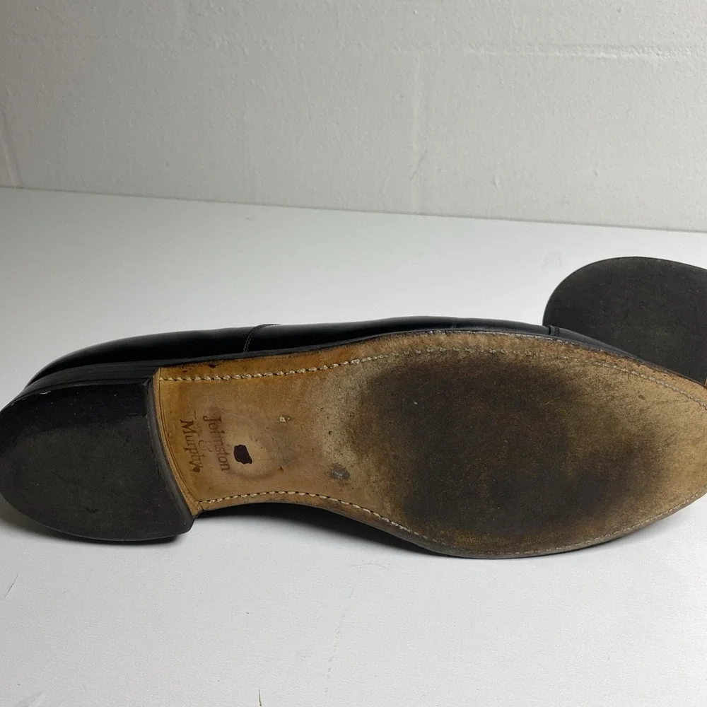 Johnston & Murphy Men's 13D  USA Made Goodyear Welt Black Cap Toe Dress Shoes